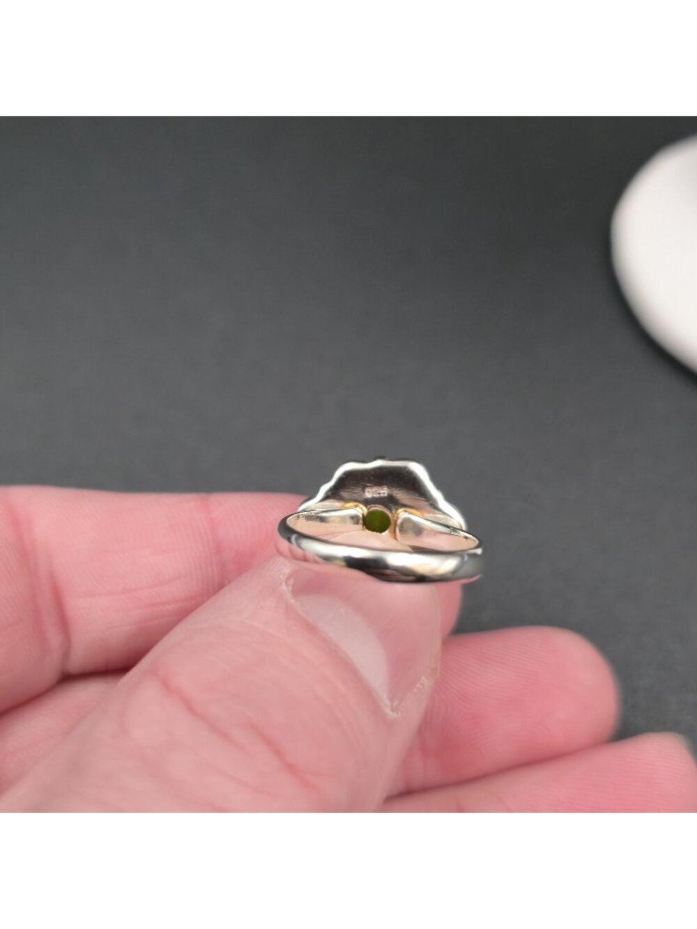 Size 6.25 Sterling Silver Filigree Russian Chrome Diopside Solitaire Ring A7486 - Picture 6 of 9